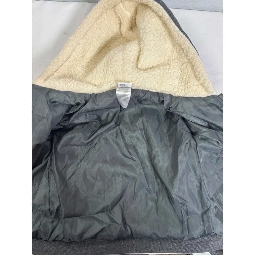 Batman Boys Quilted Sherpa Lined Hoodie Gray Zip Up Jacket with Ears DC Comics